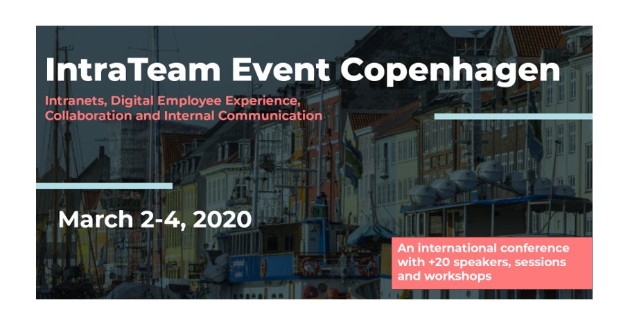 "It’s not an ordinary event. It’s like becoming a part of a family with shared interest, concerns and goals” quote from <a href="/Geert_Nijs/">Geert Nijs</a> 

The European #DEX Conference - IntraTeam Event Copenhagen March 2-4  event.intrateam.com

#IntraTeam20 #EuroDEX #Intranet