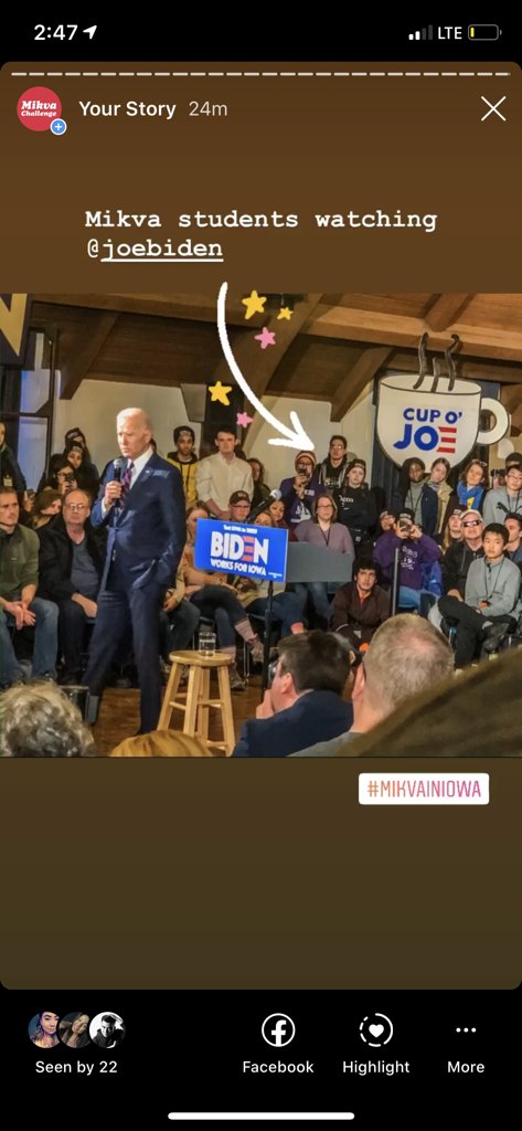 MikvaChallenge's tweet photo. Mikva students watching @JoeBiden talk about the impact young people can have if they vote. https://t.co/9tp1csMkGb