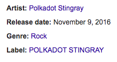 Honenuki — POLKADOT STINGRAYFirst heard this band while I was still in London, studying Audio Recording. It was a fifteen-minute walk to go get groceries so listening to this while I walked to Shoppers became a weekly thing. They've grown so much since then.