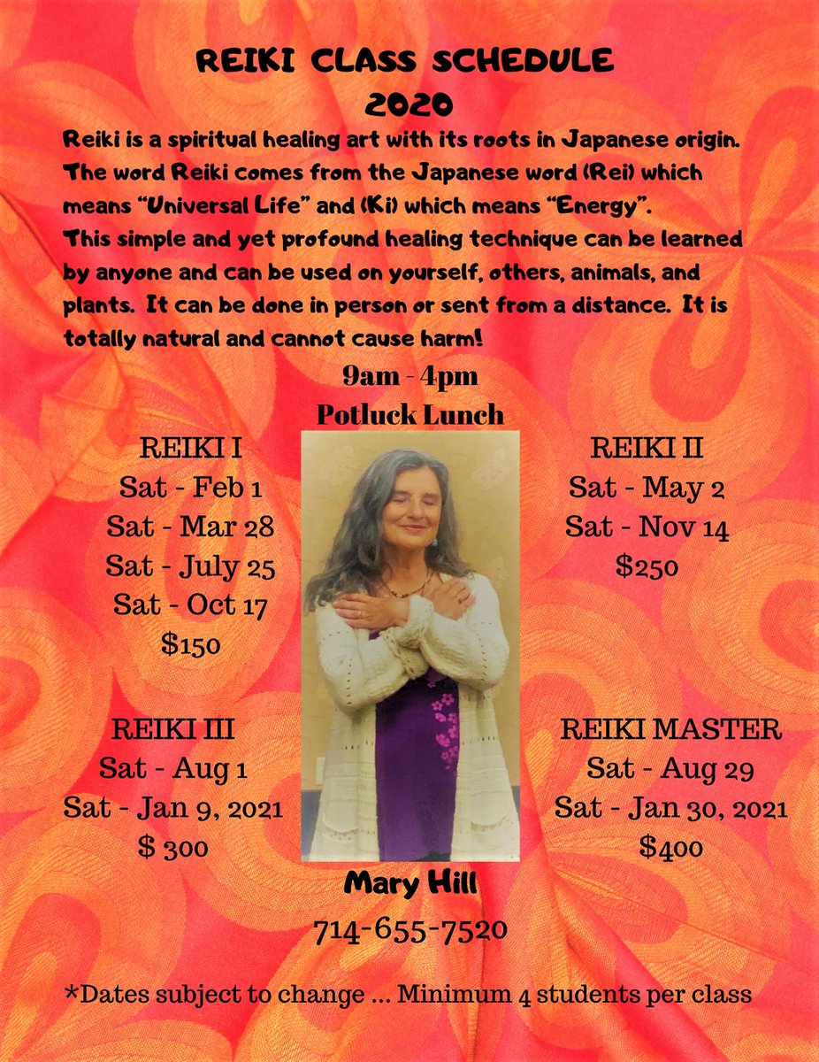 I’m excited to be teaching Reiki 1 on Saturday, February 1 at my home in Huntington Beach.  Call me:  714-655-7520
