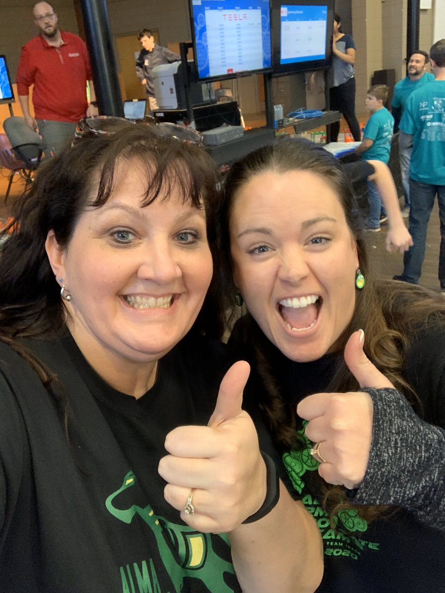 RoboticsAms's tweet photo. Two happy coaches!!! All 7 teams made it to the finals!!! Hoping for some great places! @alma_middle @MrsDooleyAMS @Alma_AISMatheny @alma_ais https://t.co/4FBi0TY7SF