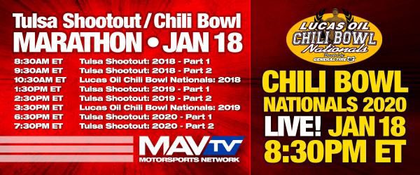 Here we go Canada tune in tonight for the LIVE MAVTV broadcast of the 34th annual Lucas Oil Chili Bowl Nationals Presented by General Tire on January 18th at 8:30 p.m. ET.