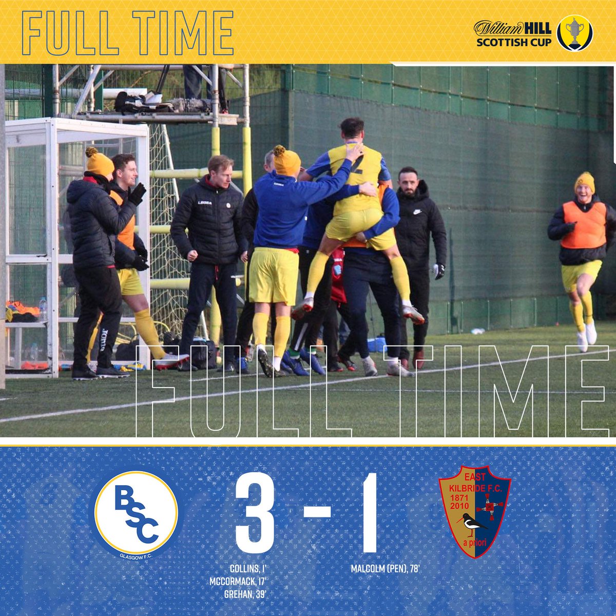 FULL TIME | East Kilbride 1-3 BSC Glasgow

BSC GLASGOW ARE IN THE LAST 16 OF THE SCOTTISH CUP!

HWFG!!!!