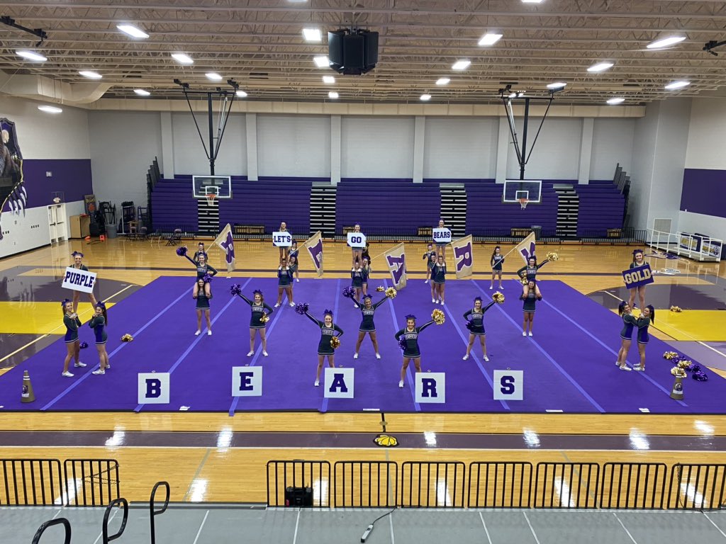 CheerMontgomery's tweet photo. We came to claim a WIN!!! 💜🐻💛📣 GO BEARS! Prelims till 2PM! @montgomerystuco @We_are_MHS https://t.co/0O9z1f9884