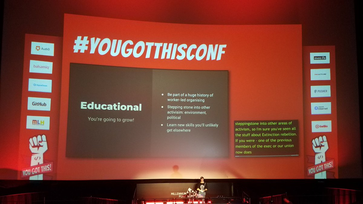 webbykat's tweet photo. Reasons from @dancparkes to get involved with a union: in addition to providing social opportunities and feeling rewarding, it's also educational - it can help you grow in ways you won't elsewhere. #YouGotThisConf https://t.co/VKqZ3ESSVN