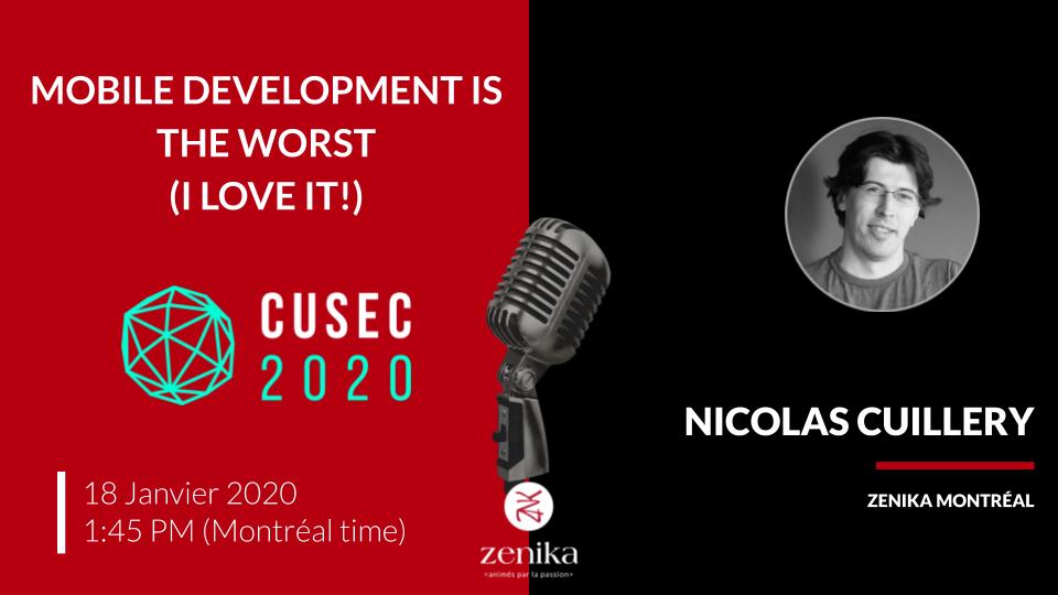 ZenikaIT's tweet image. [@cusec] Being a mobile dev has always led to strategic questioning. @ncuillery will explain the actual state of the #mobile development, and eventually raise a desire to put a foothold in a challenging but rewarding world !
