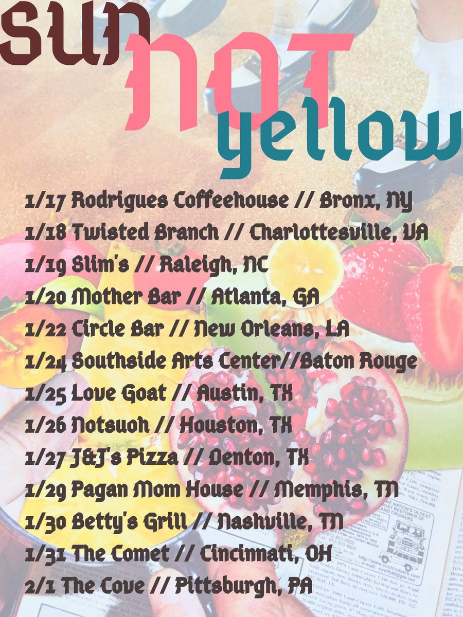 TheMellowells's tweet image. Hey friends who live in other places all over! @SunNotYellow is touring and supporting sick rockin music is sweet!