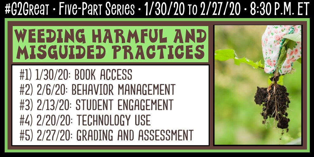 DrMaryHoward's tweet photo. #G2Great is very excited to launch a new five week series starting next week: Weeding Harmful and Misguided Practices. We hope that you’ll join us as we turn a spotlight on critical topics we MUST honor!
@franmcveigh
@hayhurst3
@vrkimmel
@mrbgilson https://t.co/p4LqdMeQKF