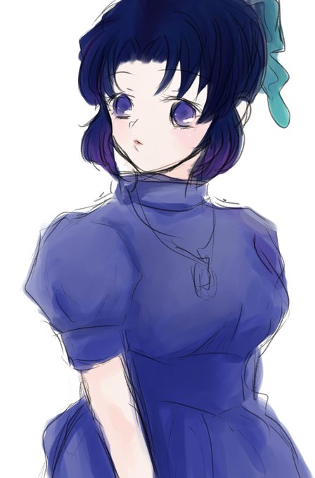 おもちさんがTwitterに投稿した胡蝶しのぶ(鬼滅の刃)のイラスト。