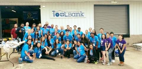VernaGoodloe's tweet photo. Thank you @HouToolBank for teaching us how to use a drill and for inspiring us with your mission. #OneTeam #HoustonStrong https://t.co/B2u38MmR3K