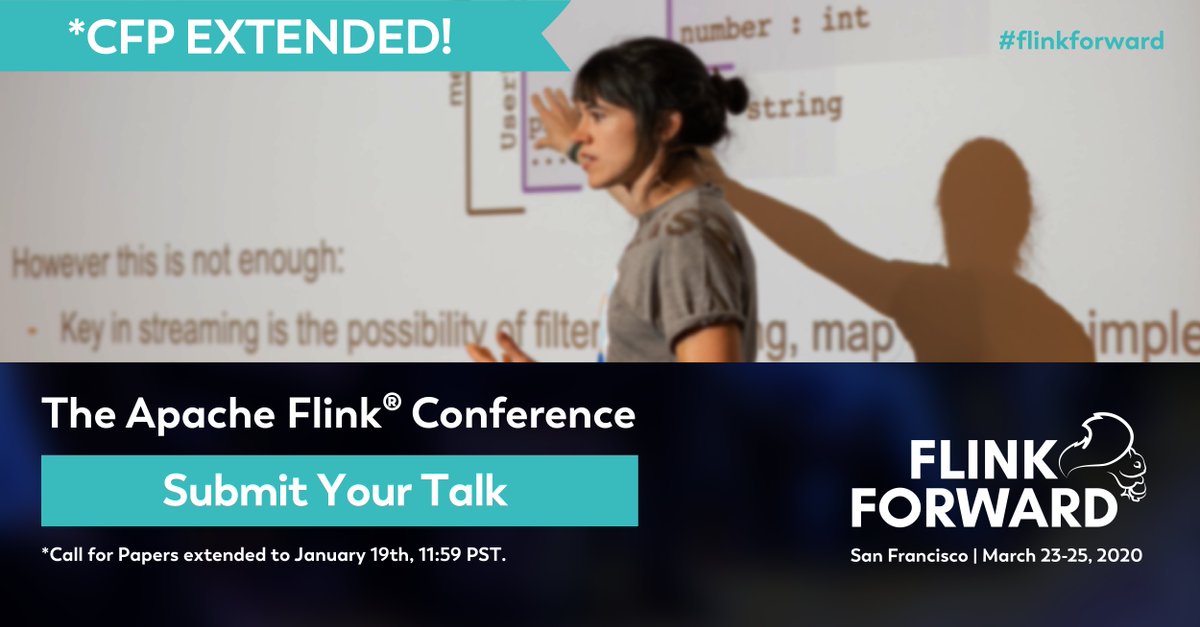FlinkForward's tweet photo. 2 days left to submit your talk idea for #flinkforward San Francisco! Our program committee is looking forward to receiving your proposals by Sunday, January 19. https://t.co/bEc7YQ62UK #techconference #apacheflink #streamprocessing https://t.co/OczUSGu3yl