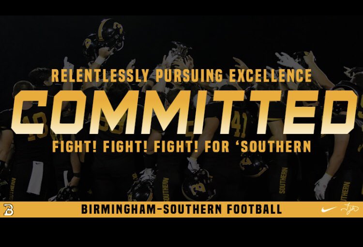 Excited to announce that I am committed to Birmingham Southern to continue my athletic and academic career and want to thank God, my family, my coaches, and everyone else that has supported through out this ✔️