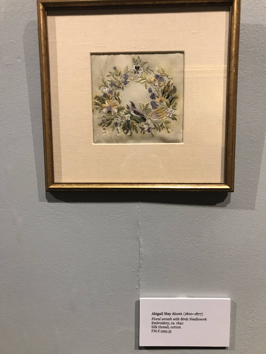 AnneBoydRioux's tweet photo. When she wasn’t trying to save her family from starvation, Abagail Alcott (aka #Marmee), apparently had time to do embroidery, as evidenced by this lovely piece at @fruitlands. #LittleWomen https://t.co/mBghF9lkpm