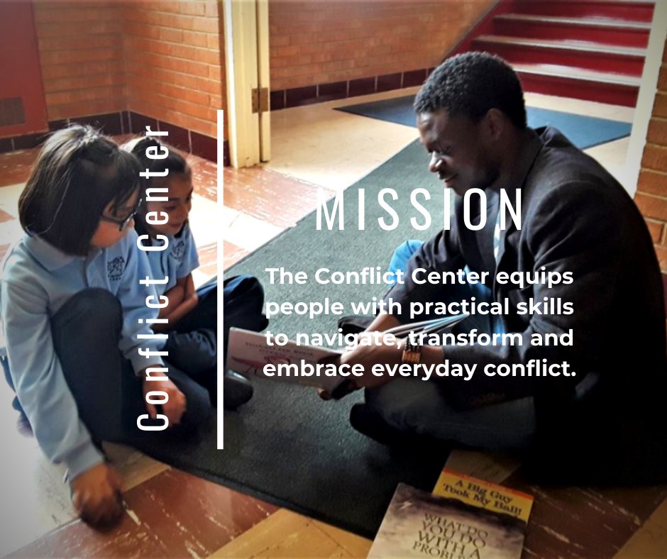 Conflict_Center's tweet photo. The mission of The Conflict Center is rooted in values of stewardship, respect, attainability, relevance, equity and relationships.
https://t.co/UHdsamCxNw https://t.co/MFdojVhyyO