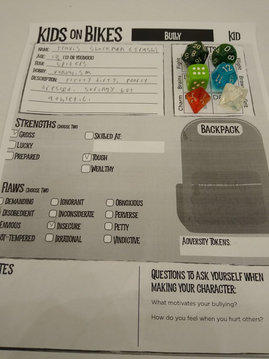 newaregames's tweet photo. Played Kids on Bikes and I decided to set it in Beaverton, OR in honer of @IanKarmel and my character definitely has "young @SeanSJordan" vibes. https://t.co/VVFDEphDIT