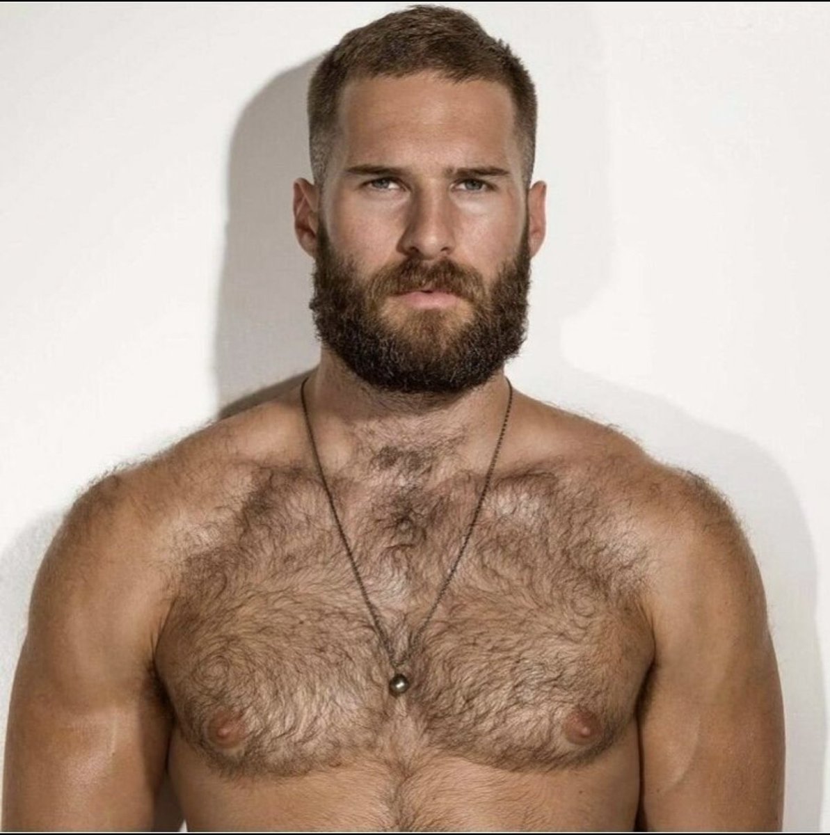 Portrait young man hairy shirtless stock photo