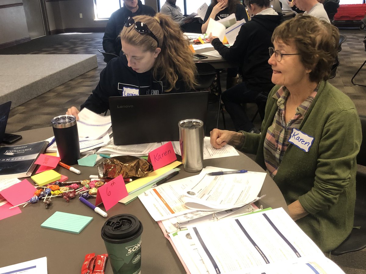 Chemjenn1's tweet photo. Team El Reno at OK Excel working in grade levels on Productive Classroom Discussions on our way to Science Sensemaking. @excel_ok @oksde @mcvay51 @tiffanyneill https://t.co/hPZQKWmRFi