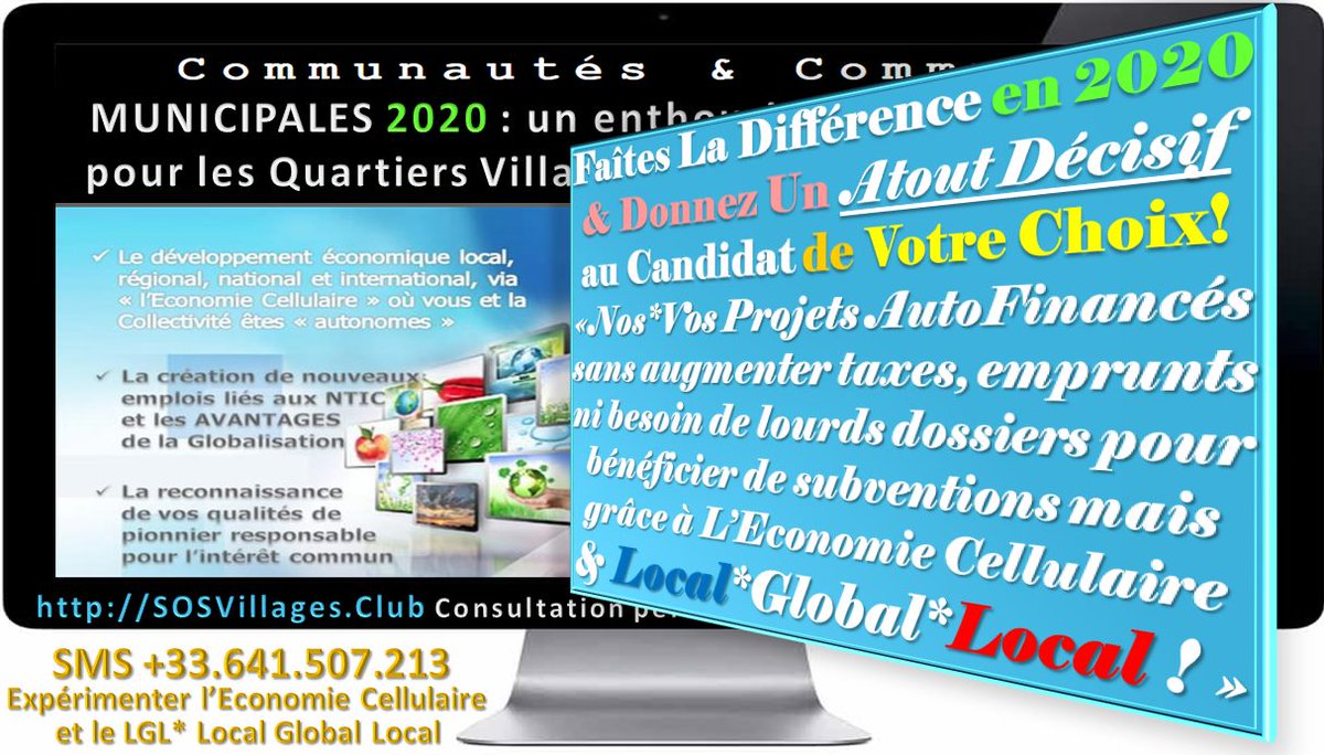 LGLWorld's tweet photo. Aujourd'hui pour votre Commune, Village, Quartier L'Economie CELLULAIRE ouvre des Nouveaux POSSIBLES sans avoir besoin de subvention, crédit ni emprunt pour les Projets personnels et*ou #COLLECTIFS
https://t.co/FPA5MVua9J
@U1PLUSU2 #EconomieCELLULAIRE #eMOTIONvsSYSTEM https://t.co/9A0kRoxwss