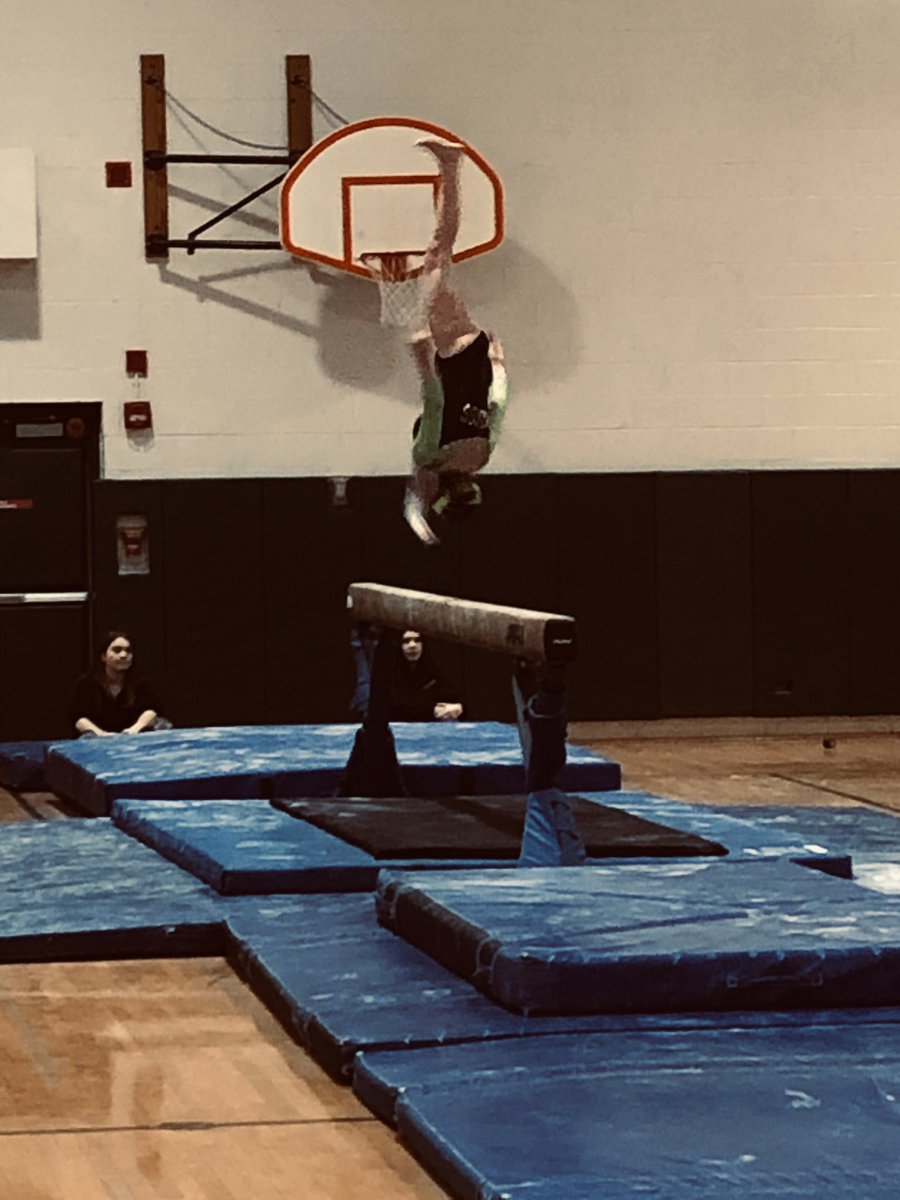 FremdAthletics's tweet photo. Fremd Gymnastics hosting the Mari Rae Sopper Varsity Invitational today.  Ella Gray, Katie Vessel and Abby Gallicho competing on beam.  Thanks to all the teams that came to compete! https://t.co/cfR5C4yVu6