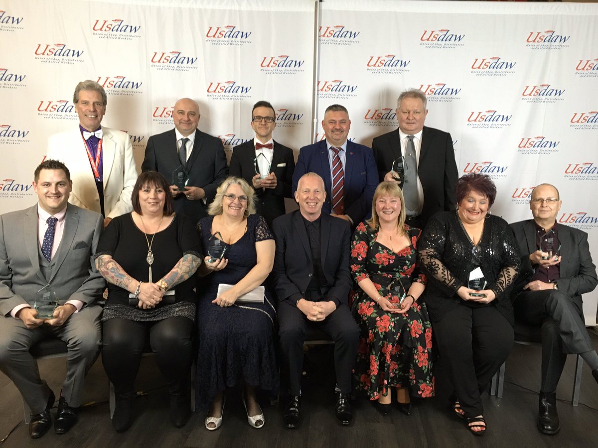 UsdawUnion's tweet photo. First to assemble for their group photo are the South Wales and Western divisional winners #UsdawAwards https://t.co/bl0QMNhm3w