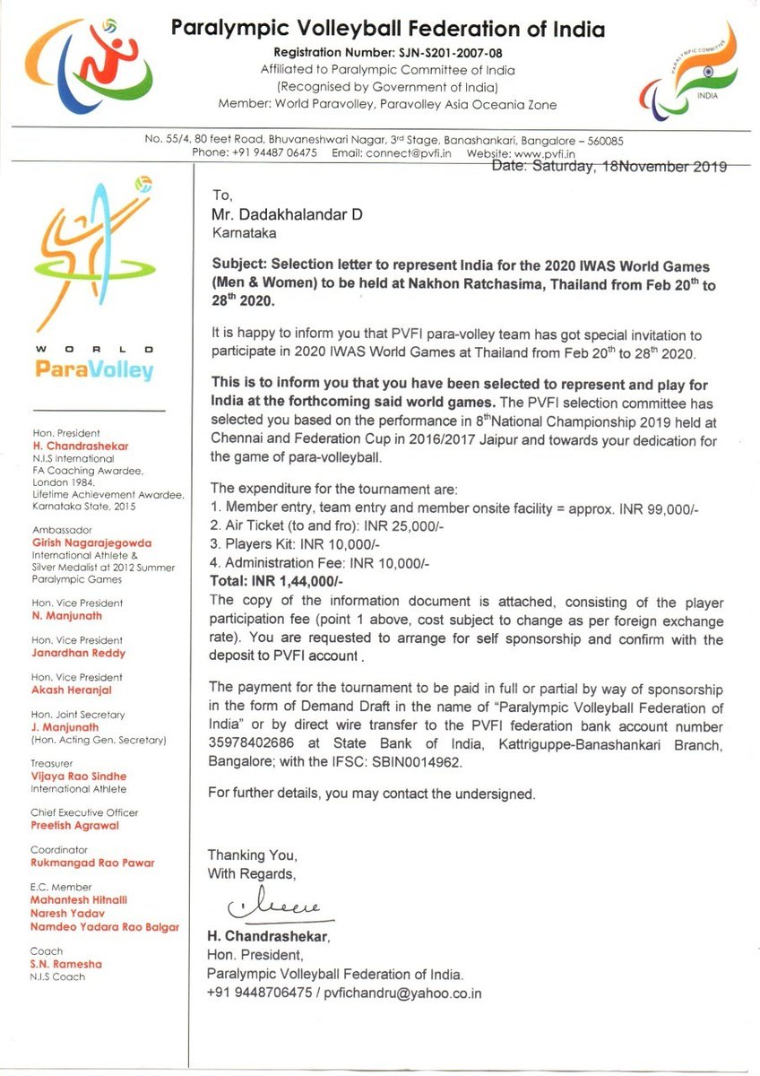 CkmShankar's tweet photo. @IndiaSports pls do something about this sir, To represent India in paravolley ball world games@ Thailand   the player need to get sponsorship himself, is this fair ?? https://t.co/sPCj2xd2wH
