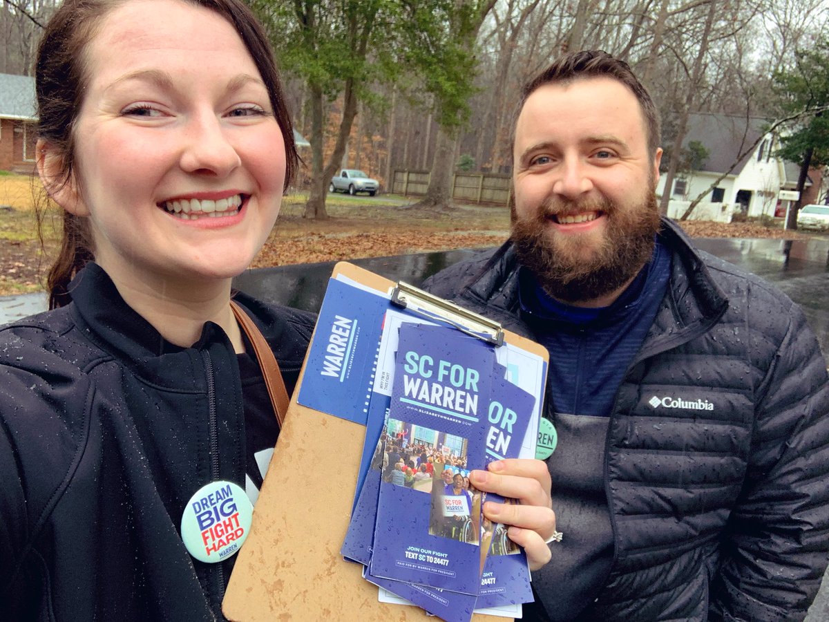 ashuhbrash's tweet photo. Y’all give my cute fiancé some love for his first canvass. We’re helping our neighbors get out the vote for the South Carolina primary on Feb. 29! #LFG #TeamWarren #SCforWarren #GAforWarren @beardy_beer_guy https://t.co/VuyesTIppk