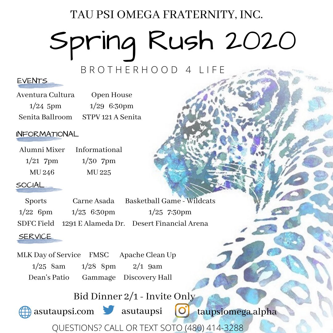 ASUTauPsi's tweet photo. Do you have what it takes to be a Jaguar ? Come out and get to know our brothers.. We’d love to meet y’all ! https://t.co/S6Y9Ec3yA0