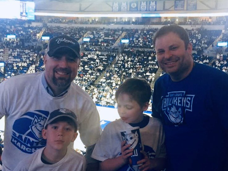 DrJWGraham's tweet photo. Thanks @everitt1978 for securing us great seats to a exciting OT game.  @SaintLouisMBB suffered a tough loss to #13 @DaytonMBB, but the Billikens are legit! https://t.co/BqCVxlBS0V