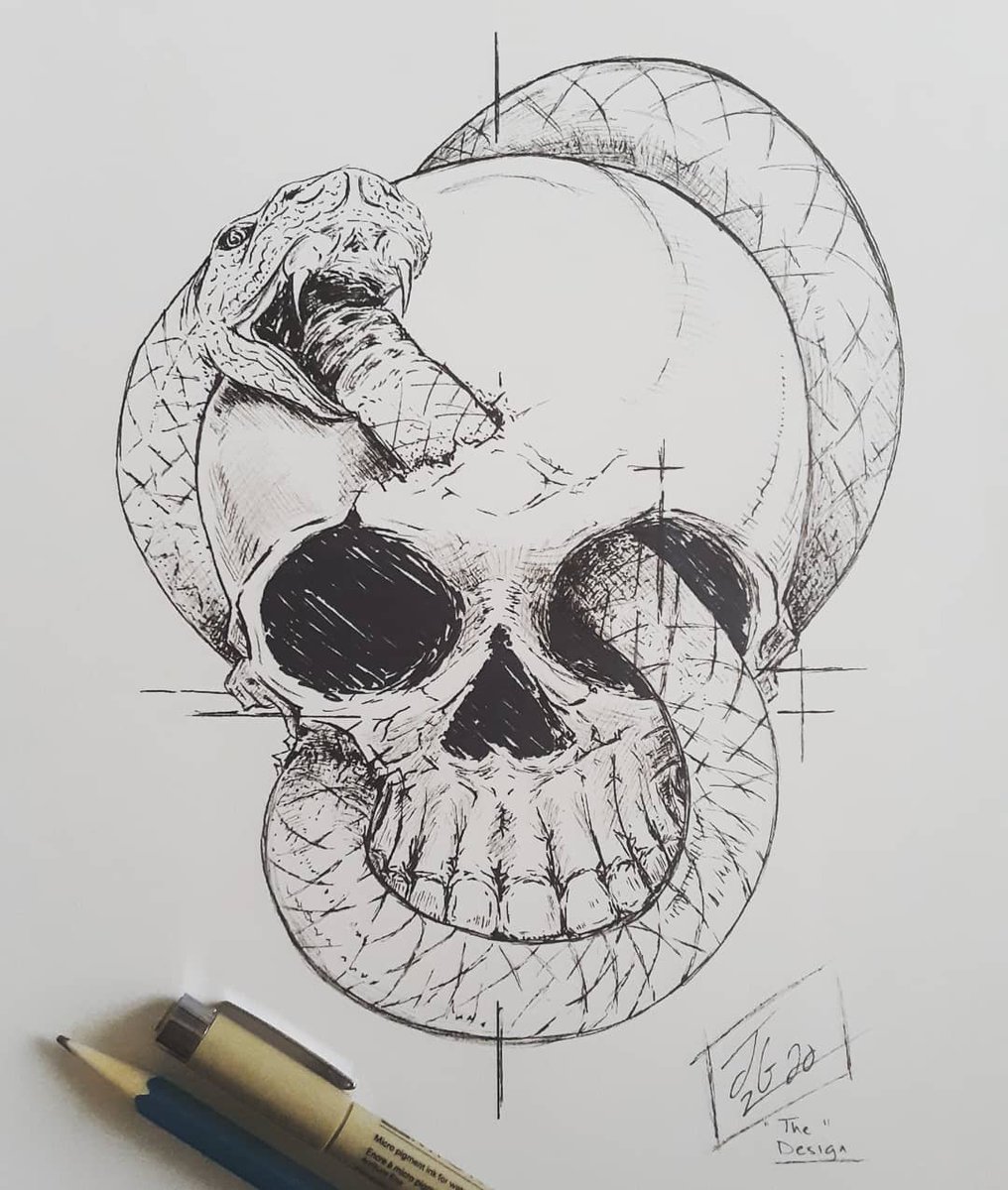 And it's complete ☠ 'The Design' ~ A very #symbolic #micronpenart #illustration 🤘 #skull #ouroboros #life #Death #reincarnation #cycle #Humanity #thirdeye