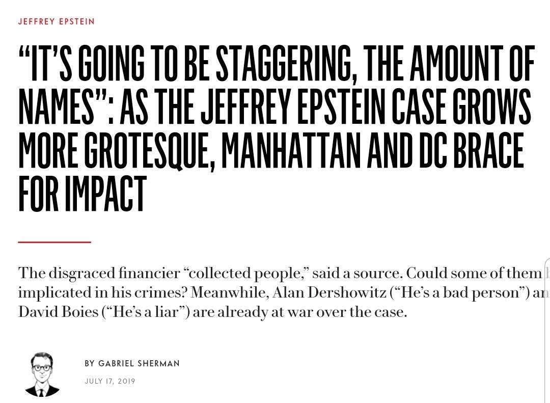 RudyHavenstein's tweet photo. "...Epstein’s 21,000-square-foot townhouse on East 71st Street welcomed a steady stream of the Davos crowd in the past decade." 

#Davos2020 #WEF2020 https://t.co/DUhkwa77kf

24 days after this article, Epstein was suicided. https://t.co/loG9sALXOD