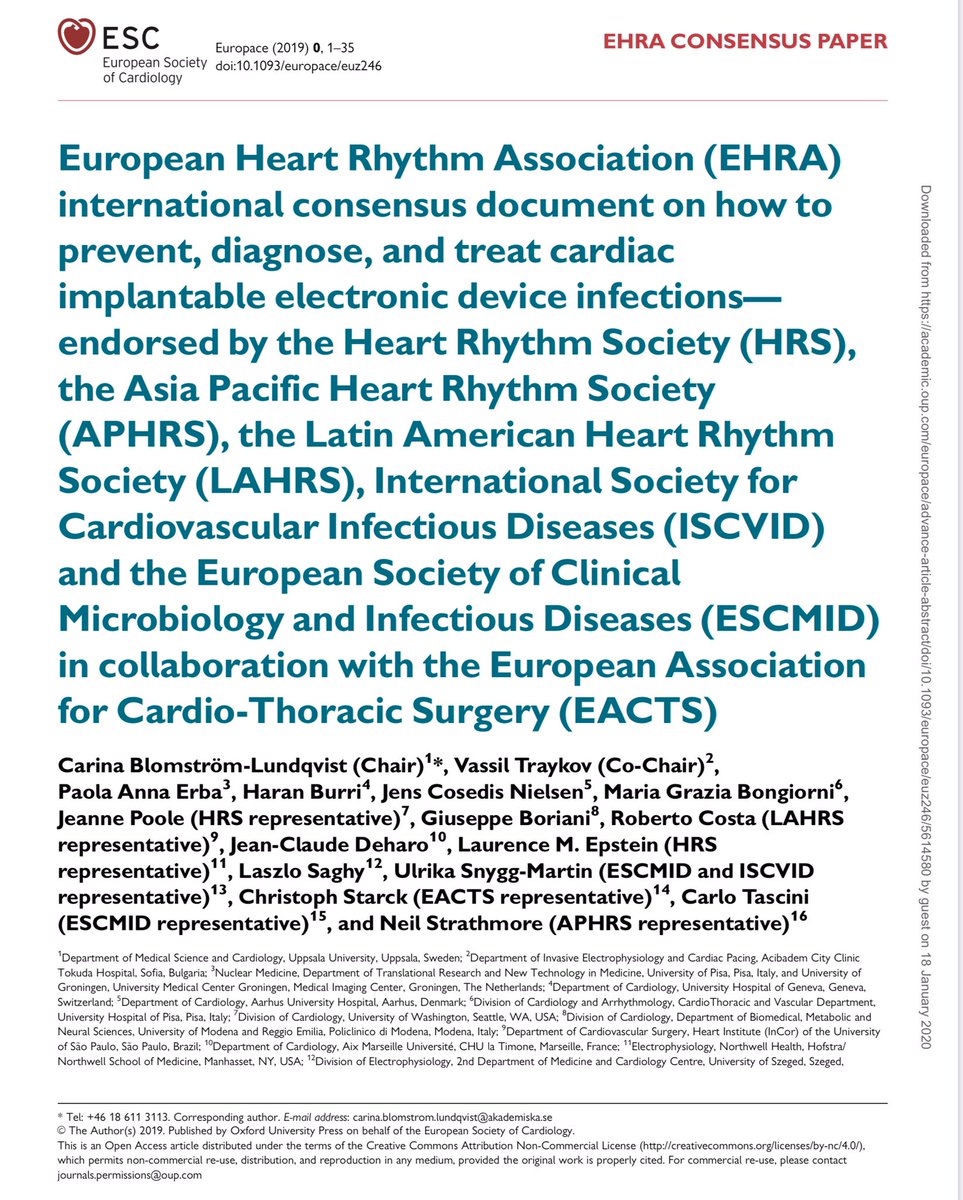 Asociación del Ritmo Cardiaco (@ritmo_sec) on Twitter photo Documento de consenso EHRA 2019 en lo relativo a prevención y manejo de infecciones de dispositivos cardiacos implantables.
secardiologia.es/cientifico/gui…
<a href="/secardiologia/">Soc Esp Cardiología</a> #Infecciones #marcapasos Documento de consenso EHRA 2019 en lo relativo a prevención y manejo de infecciones de dispositivos cardiacos implantables.
secardiologia.es/cientifico/gui…
<a href="/secardiologia/">Soc Esp Cardiología</a> #Infecciones #marcapasos