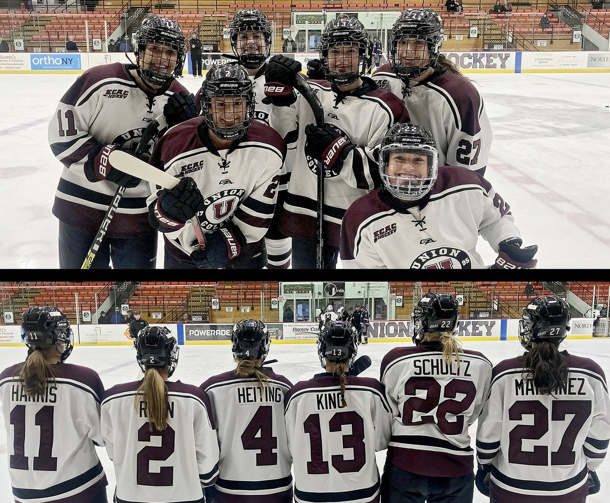UnionWHockey's tweet photo. Celebrating Hockey Day in Minnesota here in upstate New York! Game against Yale coming up shortly! @HockeyDayMN

@cariboucoffee  | #HDM2020

@cheyharris11 @Meg_Ry2 @grace_heiting @emikin101 @hannah_schultzy @maia_martinezz https://t.co/3F0jMN85PK