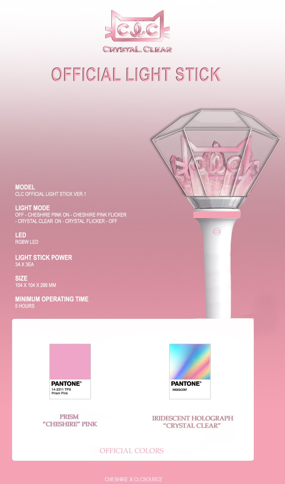Clc Source Clc Official Colours Light Stick Fan Made Add This To The 30 Unique Designs Cheshire Have Been Making We Re Still Waiting Hoping For This Dream