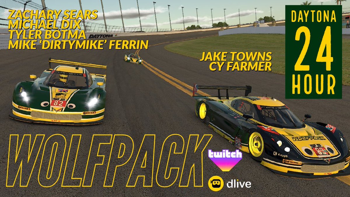 JakeTownz's tweet photo. #wolfpacknandos still on the podium with @cy_farmer at the wheel! 17 Hours and 34 Minutes still remaining as we push on towards the leader! https://t.co/j8BKr0kBMt @iRacing @OfficialDLive @DliveRetweets @DLive_Retweet #iRacingDaytona24 #DAYTONA24h #bigdlivechest #pooshpoosh https://t.co/xoSvjTJewb