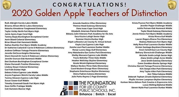 CypressStrings's tweet image. Congrats to our very own director, Kayla Lisa, for being named a 2020 Golden Apple Teacher of Distinction! Miss Lisa works tirelessly every day to ensure we are growing as musicians and as people.
Congratulations Miss Lisa! ❤️