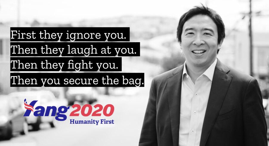 DixieT13's tweet photo. Just remember that these tactics mean the campaign is working and growing and it scares them! Keep smiling and
#YangEverybody!! https://t.co/pZkOQtbd7x