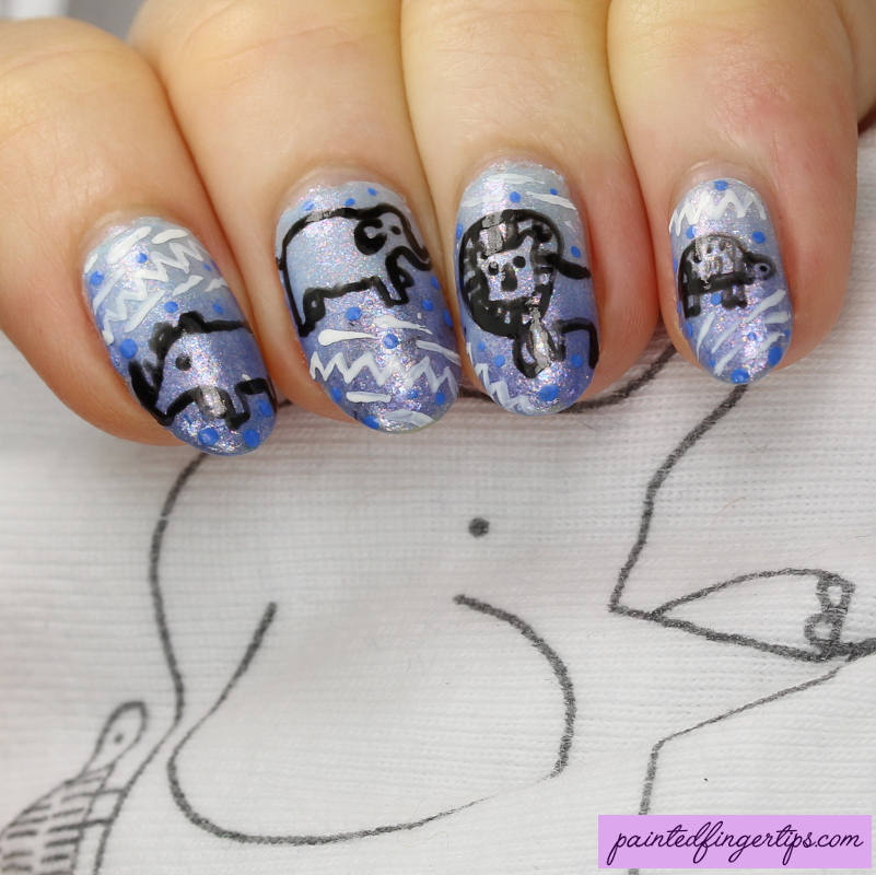 Today's nails are inspired by a baby boy onesie! Aren't those animals cute? More details at paintedfingertips.com/2020/01/baby-b… #nails #nailart