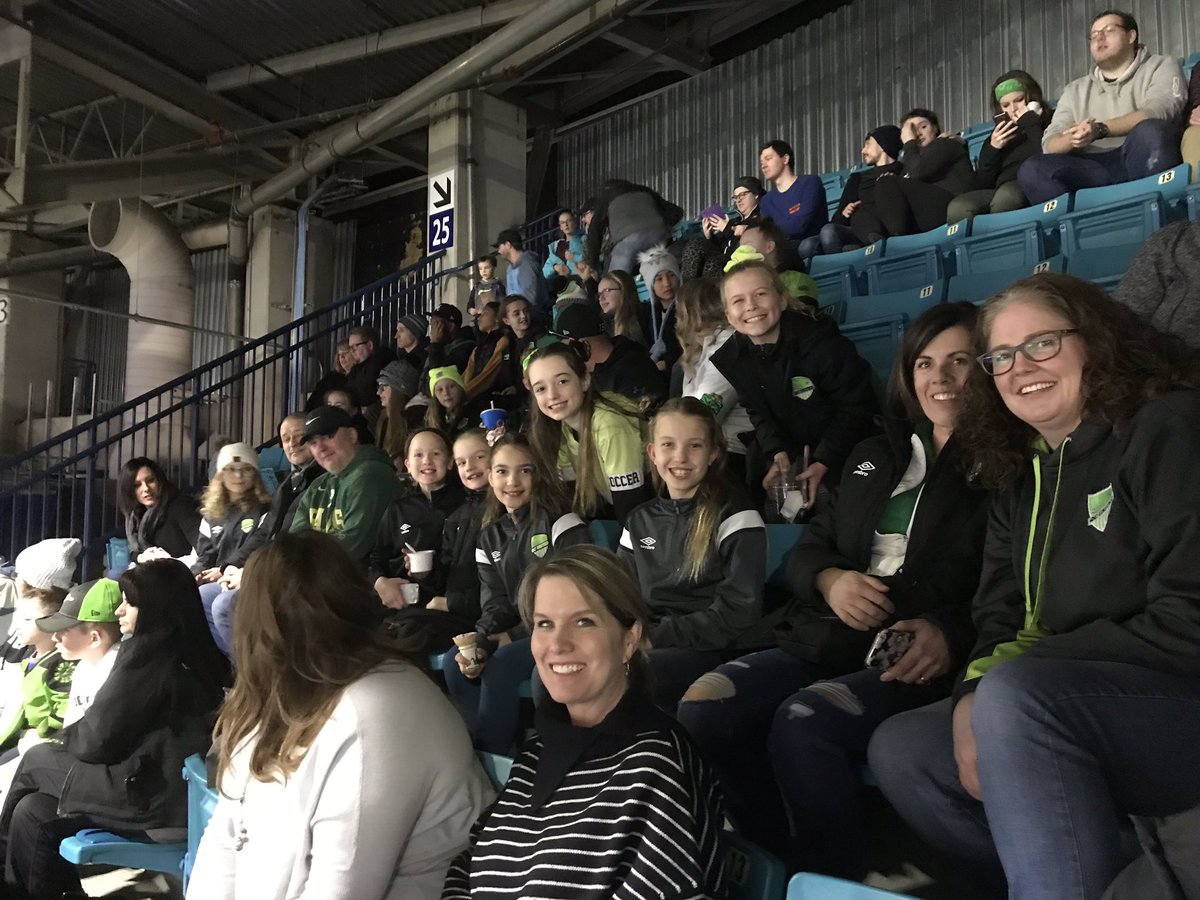 queencitysoccer's tweet photo. Let’s go RUSH!!!!! U11 &amp; U13 Excellence Girls Teams taking in some lacrosse action and bonus we have the right colour uniforms!!!! 💪🏼 @SaskRushLAX https://t.co/MRg0lpEWVn