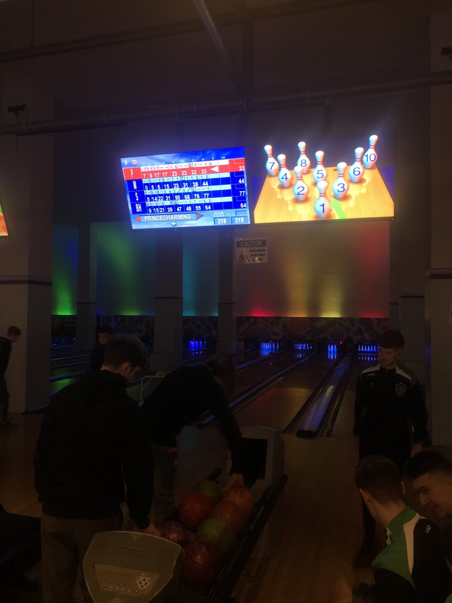 StMalsSupercup's tweet photo. All four teams enjoying some well deserved down time together, bowling at the SSE Arena.

Players, coaches and parents from Belfast, Kerry, Dublin and Cheshire all mixing and creating new friendships all thanks to the St. Malachy’s International Supercup 🙌🏻 🏀 https://t.co/F6TpXBJBpm