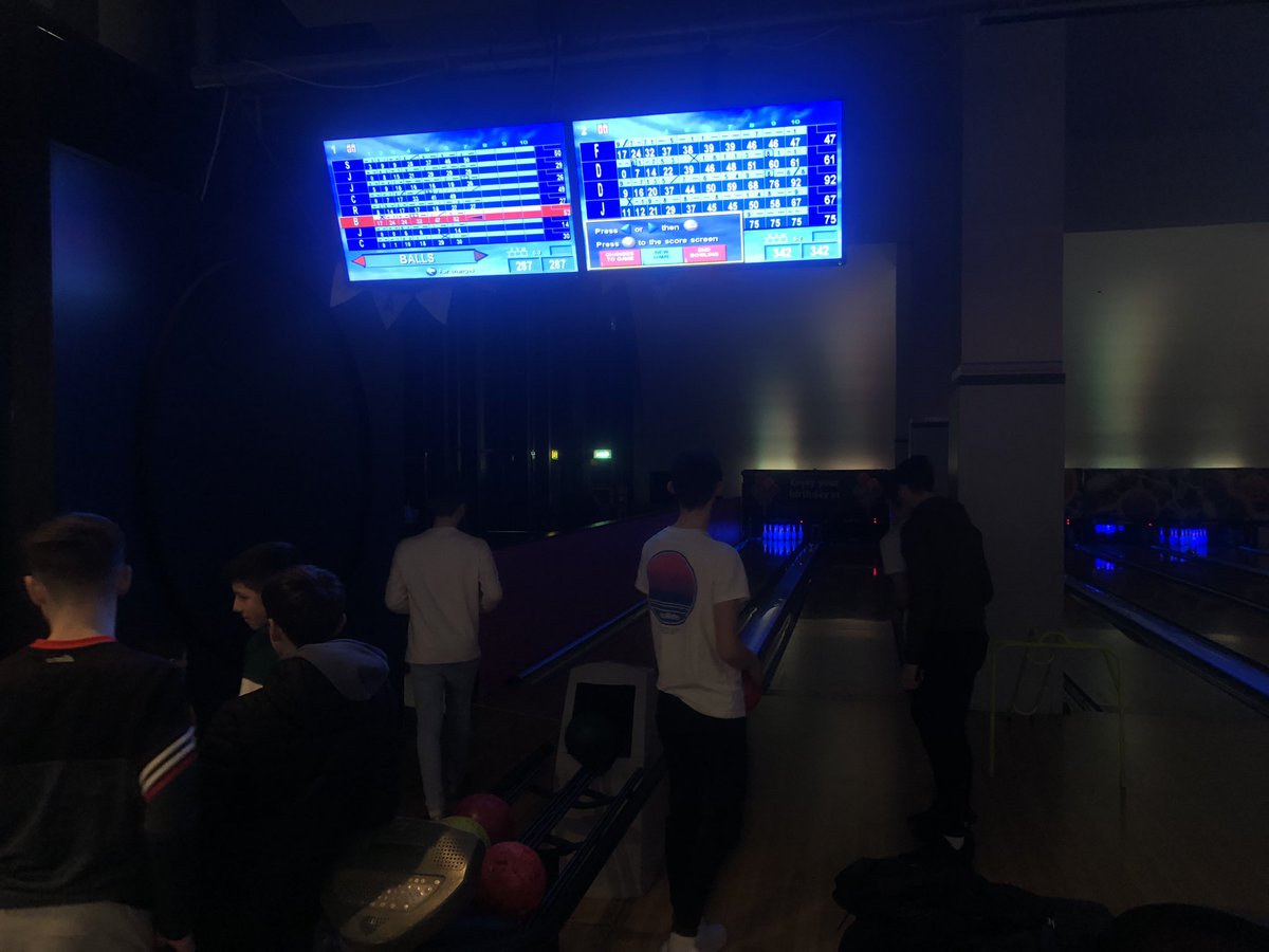 StMalsSupercup's tweet photo. All four teams enjoying some well deserved down time together, bowling at the SSE Arena.

Players, coaches and parents from Belfast, Kerry, Dublin and Cheshire all mixing and creating new friendships all thanks to the St. Malachy’s International Supercup 🙌🏻 🏀 https://t.co/F6TpXBJBpm