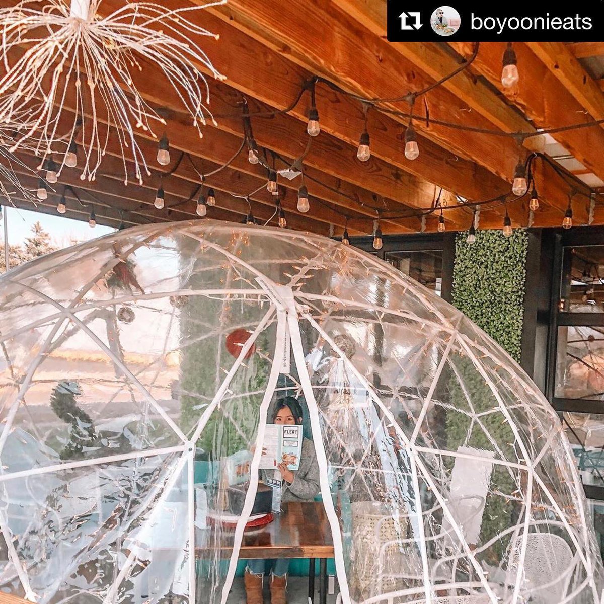 It’s almost like our outdoor situation was made for this weather. 
We see you, @boyoonieats 
Thanks for visiting!
・・・
Oh my ‘igloo’ness! Check out <a href="/detroitfleat/">DetroitFleat</a> and their neat outdoor igloo seating! ❄️