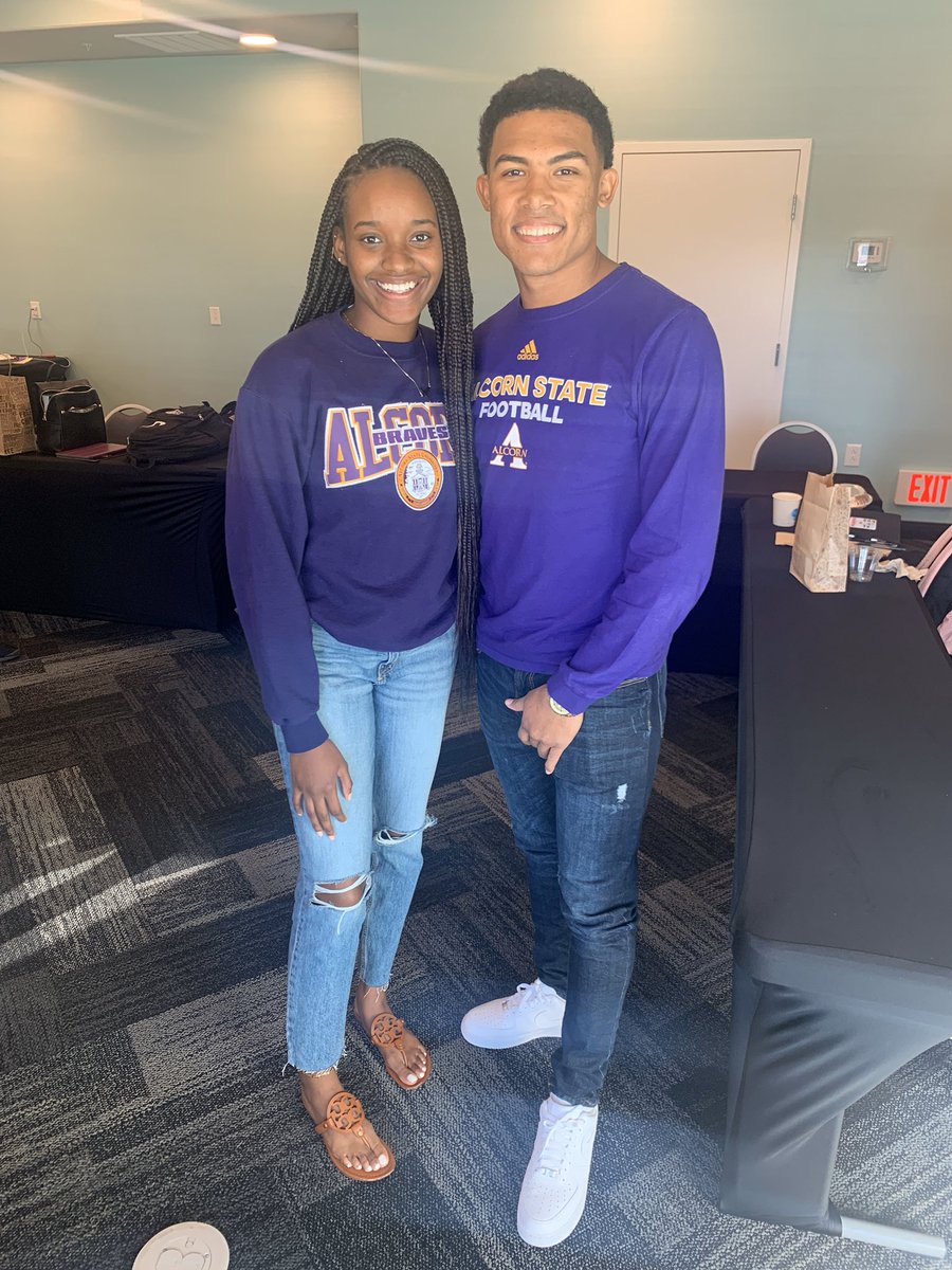 BRAVESSAAC's tweet photo. Our SAAC president and social media coordinator representing Alcorn this weekend in Dallas, Texas. @BRAVESSPORTS #SWACSAAC #FearTheBrave https://t.co/gTTkklpByy