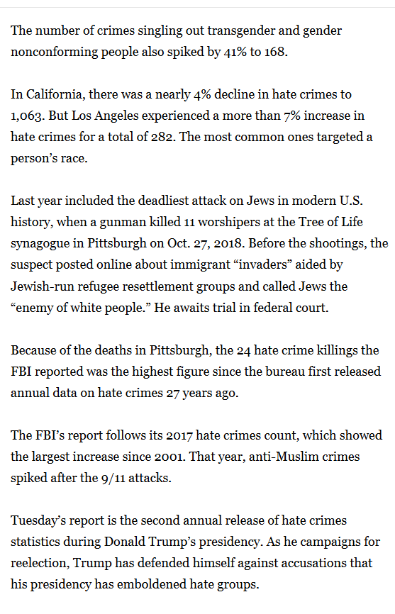 Is it not worth asking if Republicans are moving too far right when:Hate crimes rose in every major city in lockstep with Trump's rhetoric?