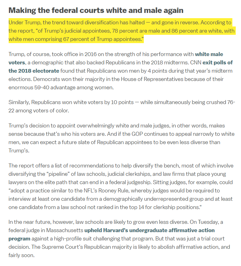 Is it not worth asking if Republicans are moving too far right when:Republicans exclude POC from the democratic process through gerrymandering and voter suppression while ensuring that federal judicial appointments are the least diverse since Reagan?