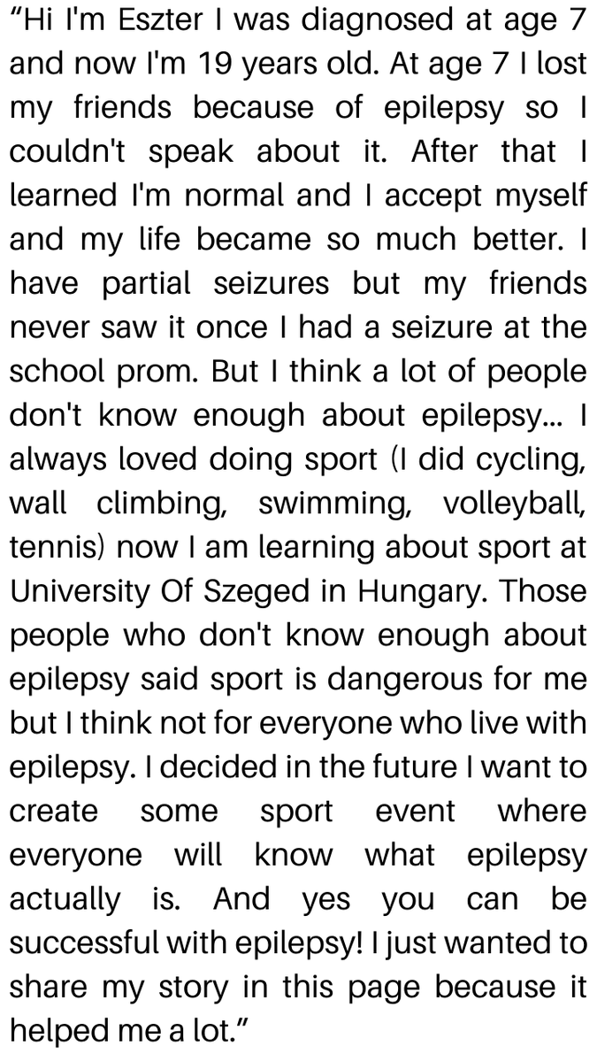 globalepilepsy's tweet photo. “Hi I'm Eszter I was diagnosed at age 7 and now I'm 19 years old. At age 7 I lost my friends because of epilepsy so I couldn't speak about it. After that I learned I'm normal and I accept myself and my life became so much better...” https://t.co/cRUEJP16jV