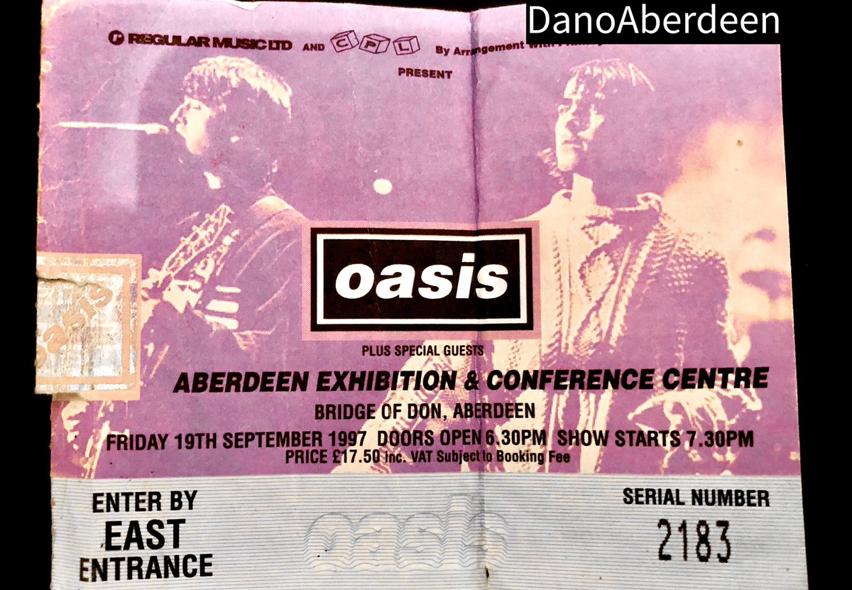 DanoAberdeen's tweet photo. Looking through an old photo album,I found my ticket from 1997 enjoying the magnificent Oasis at the AECC in Aberdeen, gig was excellent, best memory is Liam dedicating Wonderwall to Princess Diana who tragically passed a few weeks earlier.
#danoaberdeen #oasismusic #aberdeen https://t.co/A1aG0PTVJP