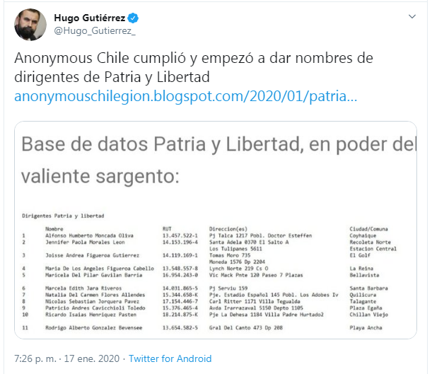 Invito a las personas q fueron expuestas por el Diputado GUTIERREZ y que serían funcionarios de <a href="/Carabdechile/">Carabineros de Chile</a> a deducir las querellas con reservas de acciones pertinentes, con gusto seré su apoderado.