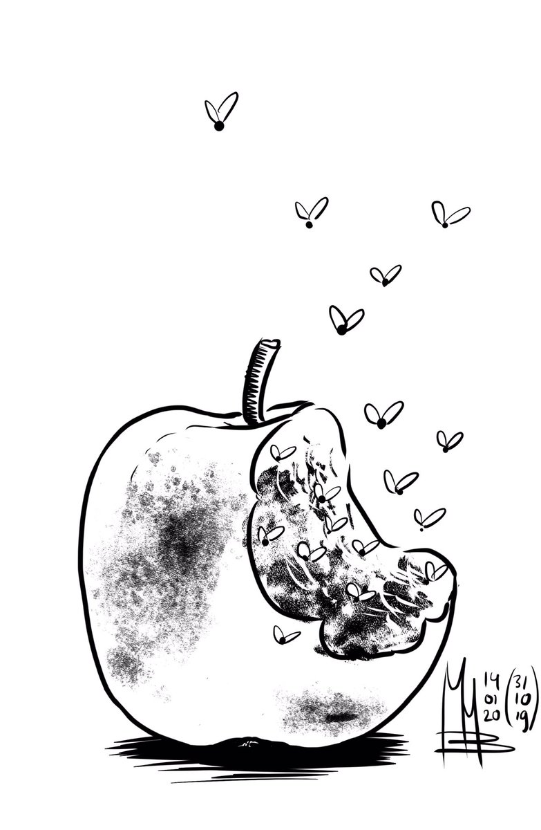 Hiklander's tweet photo. Inktober #31: Ripe
Oftewel: Rijp. Het leek me gepast om hiervoor een overrijpe appel te tekenen, omdat ik veel te laat ben met de laatste plaatjes.
#inktober #inktober2019 #inktoberprompts #jakeparker #art #artwork #artchallenge #ripe #rijp #overrijp #overripe #appel #apple https://t.co/pAbMLMNmDU