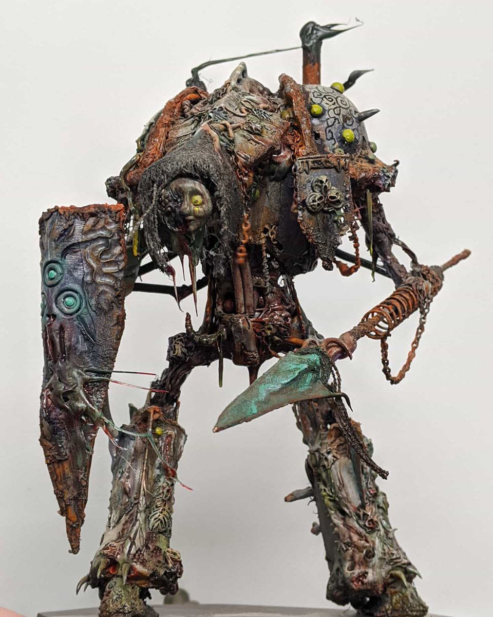 Reamelish's tweet photo. Quick grime coat over a faceswap on a scratch build ..#Nurgle #paintingwarhammer #knight #horror #miniature #rust #filth #thomasthetankengine #thomasthedankengine #thomastherankengine https://t.co/PPCqlLcoRu