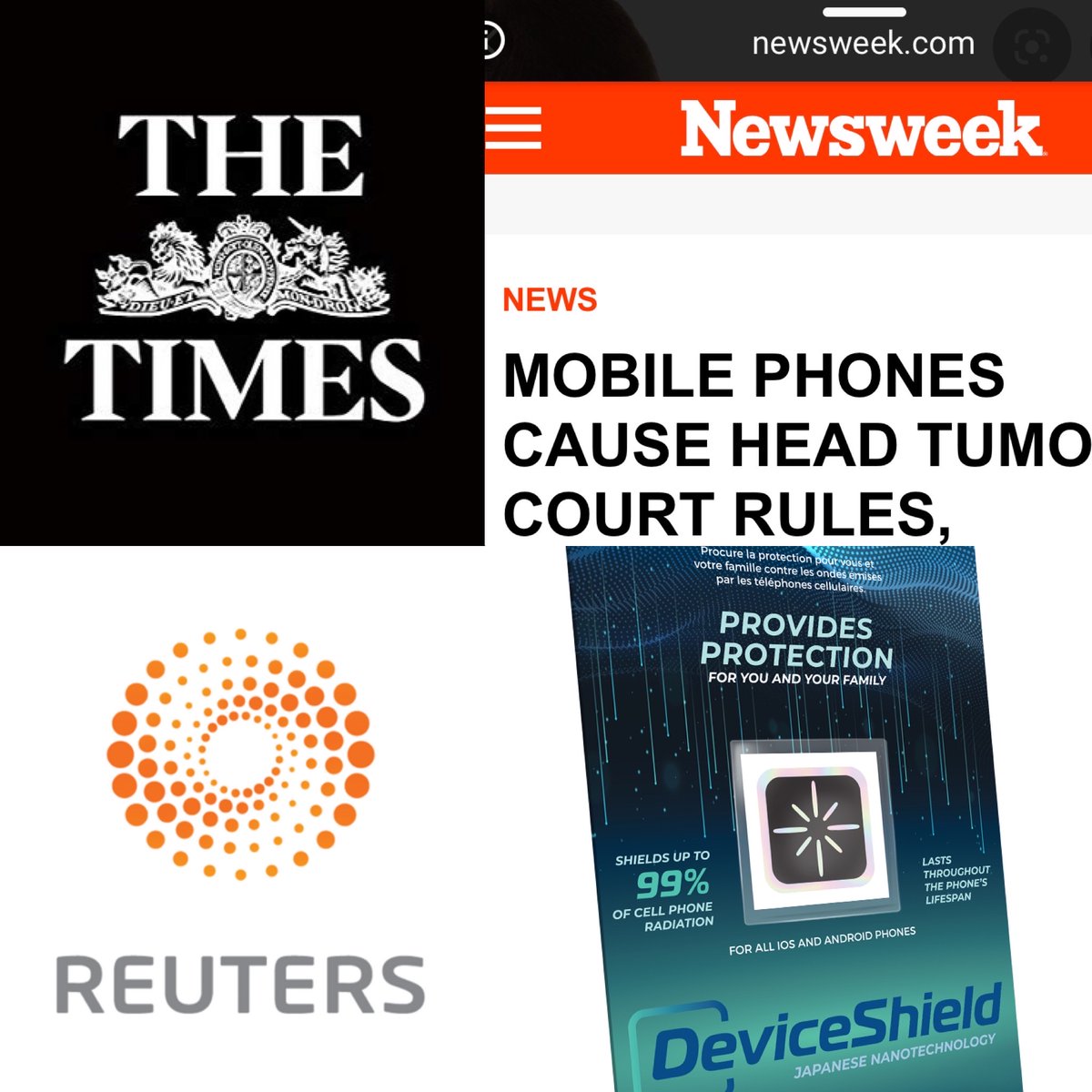 DeviceShield's tweet photo. GLOBAL MEDIA REPORT- LANDMARK RULING! 2 court-appointed Drs produced studies declaring individuals who speak on phones 30mins/day over 10yrs increase risk of developing head tumors.
⚡️This is alarming ⚡️ 
THE SOLUTION 
https://t.co/TEhko9EGui
#Cancer #radiation #Health #Wellness https://t.co/bgmmz2HgVA